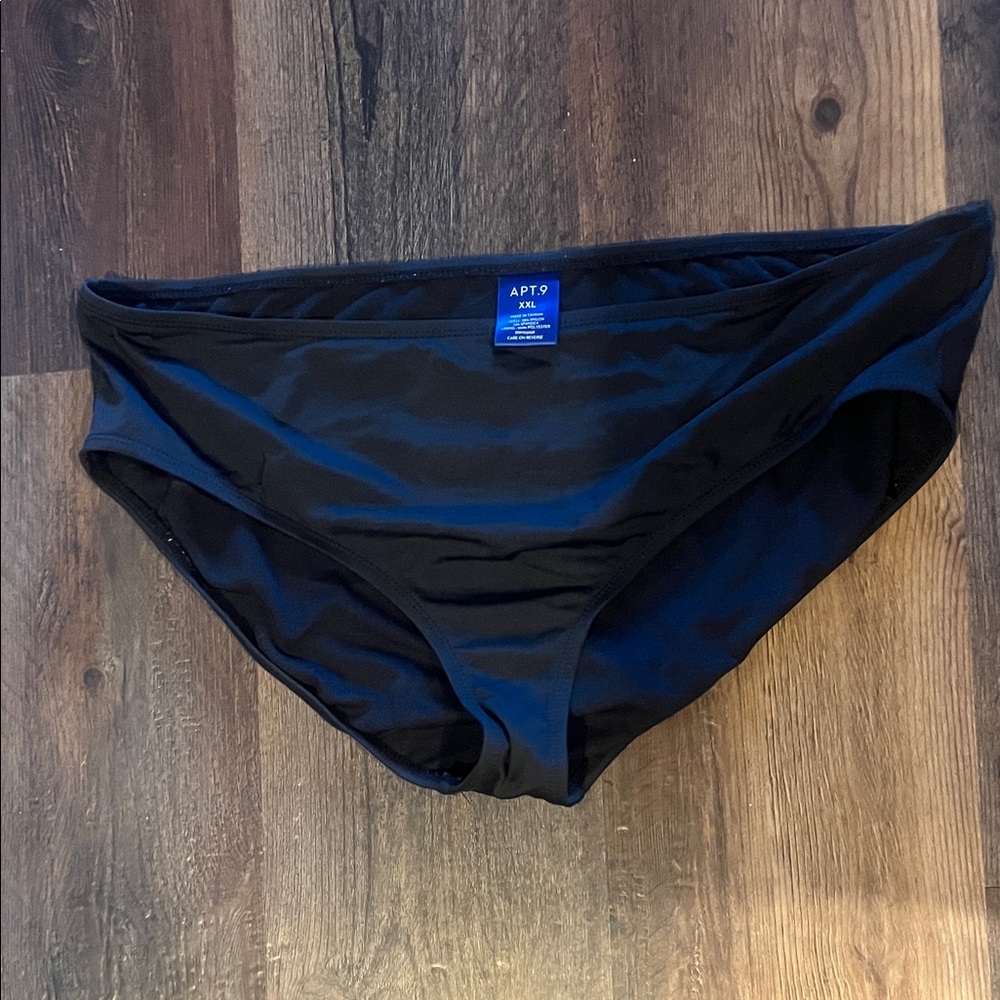 Apt. 9 Sleek Black Swim high rise bikini Bottom